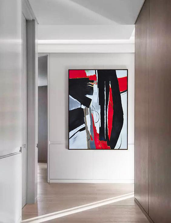 Vertical Red Contemporary Art #XB130B - Click Image to Close